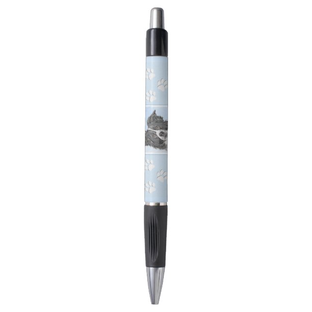 Border Collie Painting - Cute Original Dog Art Pen (Front Vertical)