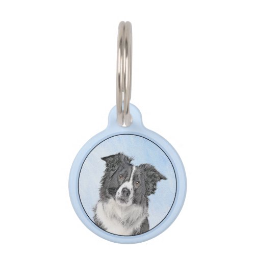 Border Collie Painting _ Cute Original Dog Art Pet ID Tag