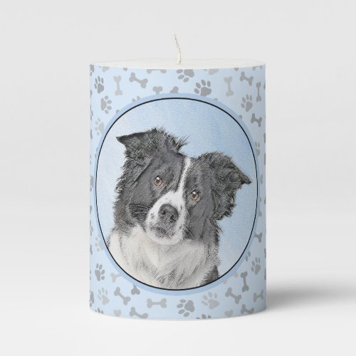 Border Collie Painting _ Cute Original Dog Art Pillar Candle