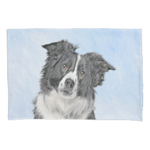 Border Collie Painting - Cute Original Dog Art Pillow Case