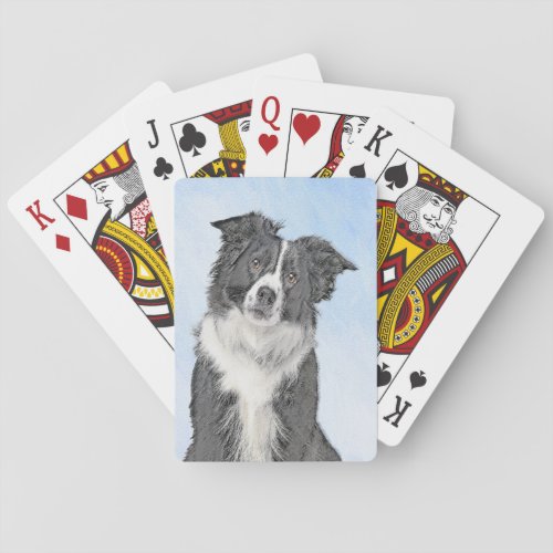 Border Collie Painting _ Cute Original Dog Art Playing Cards