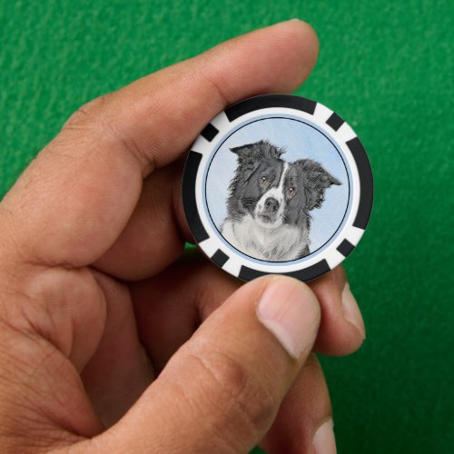 Border Collie Painting _ Cute Original Dog Art Poker Chips