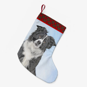 Border Collie Painting - Cute Original Dog Art Small Christmas Stocking