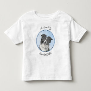 Border Collie Painting - Cute Original Dog Art Toddler T-shirt