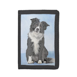 Border Collie Painting - Cute Original Dog Art Tri-fold Wallet