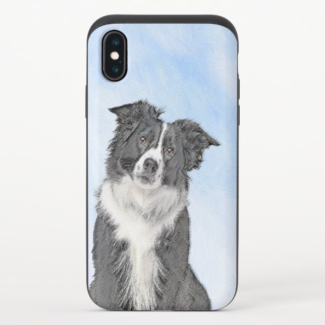 Border Collie Painting - Cute Original Dog Art Uncommon iPhone Case (Back)