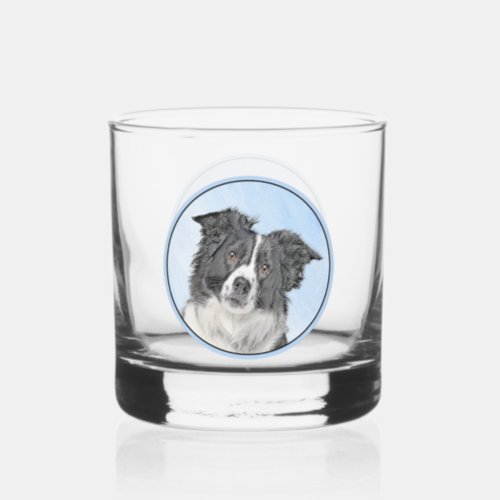 Border Collie Painting _ Cute Original Dog Art Whiskey Glass