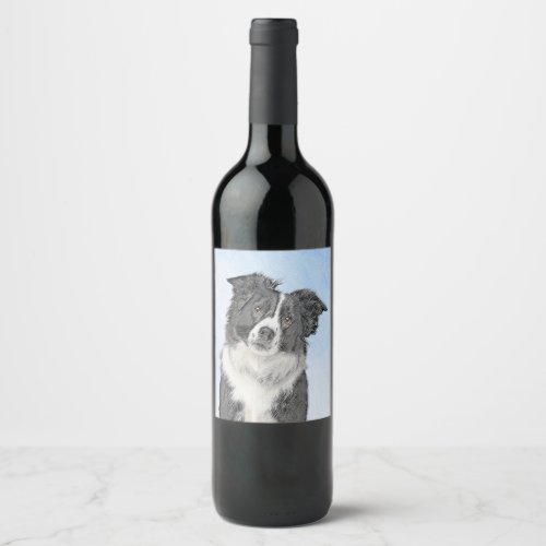 Border Collie Painting _ Cute Original Dog Art Wine Label
