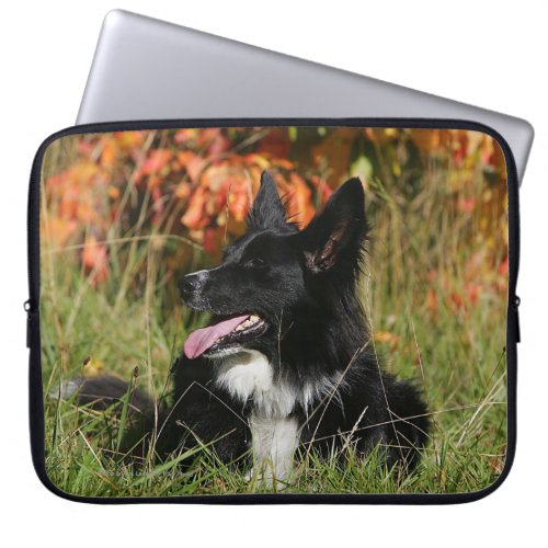 Border Collie Panting Laying Down Laptop Sleeve