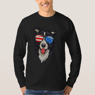 Border Collie  Patriotic Dog 4th Of July American T-Shirt