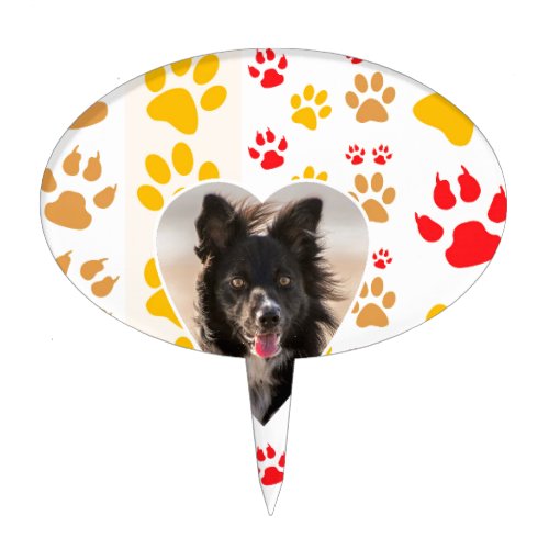 Border Collie Paw Print Love Heart Cake Topper