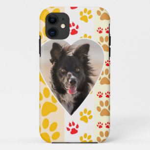 Border Collie Paw Print Love Heart iPhone 11 Case