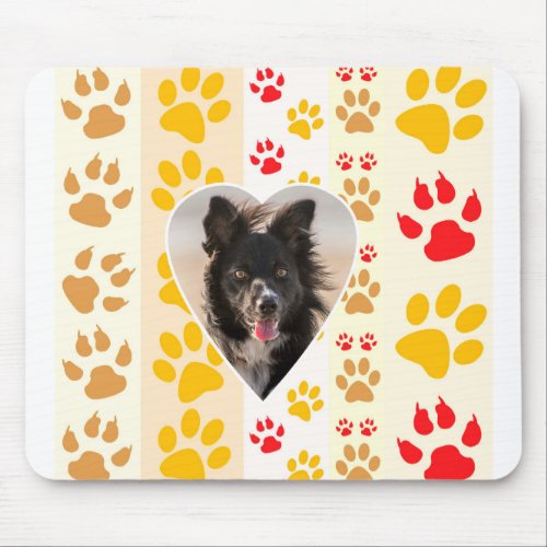 Border Collie Paw Print Love Heart Mouse Pad