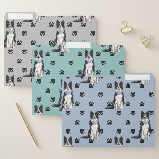 Border Collie Paw Prints Pattern File Folder (Set)