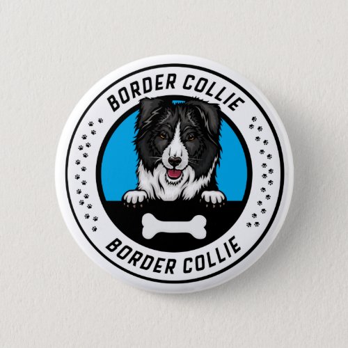 Border Collie Peeking Illustration Badge Button