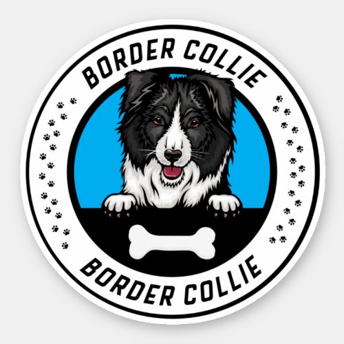 Border Collie Peeking Illustration Badge Sticker