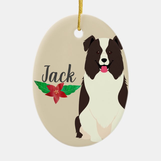 Border Collie Personalized Ceramic Ornament (Front)