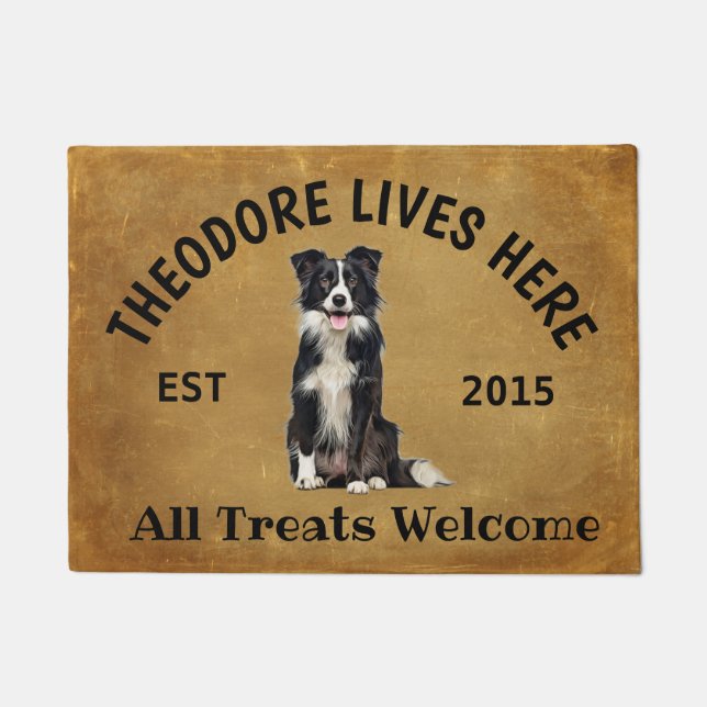 Border Collie Personalized Dog Lover Doormat (Front)
