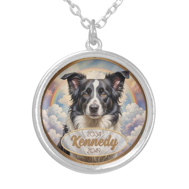 Border Collie Personalized Memorial Necklace (Front)