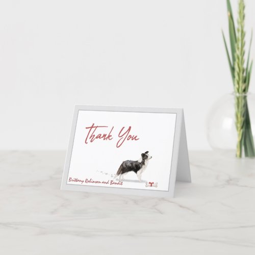 Border Collie Pet Dog Personalize Name Bone     Thank You Card