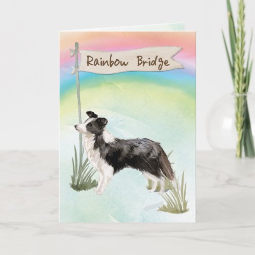 Border Collie Pet Sympathy Over Rainbow Bridge Card