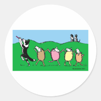 Border Collie Pied Piper Classic Round Sticker