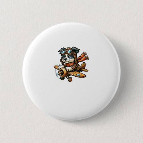 Border Collie Pilot Dog Funny Aviator  Button