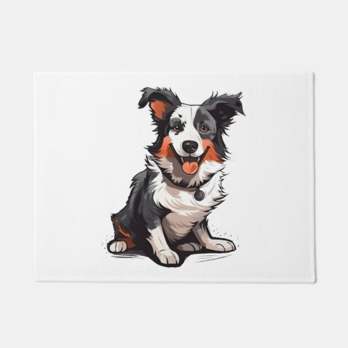 Border Collie Playful Pups _ Funny Cartoon  Doormat