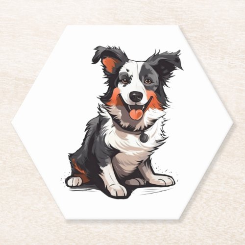 Border Collie Playful Pups _ Funny Cartoon  Paper Coaster