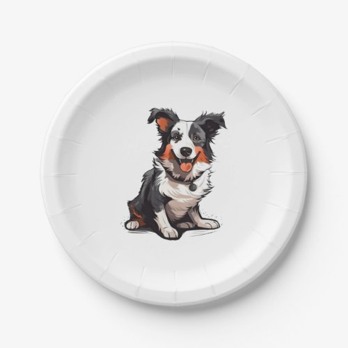 Border Collie Playful Pups _ Funny Cartoon  Paper Plates