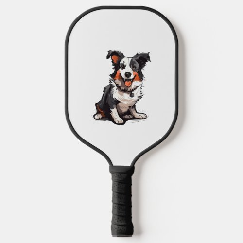 Border Collie Playful Pups _ Funny Cartoon  Pickleball Paddle