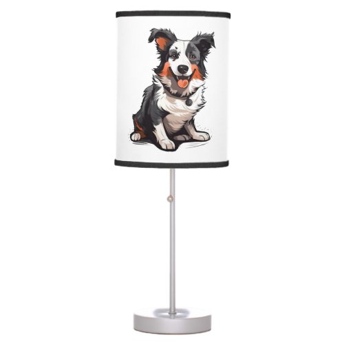Border Collie Playful Pups _ Funny Cartoon  Table Lamp