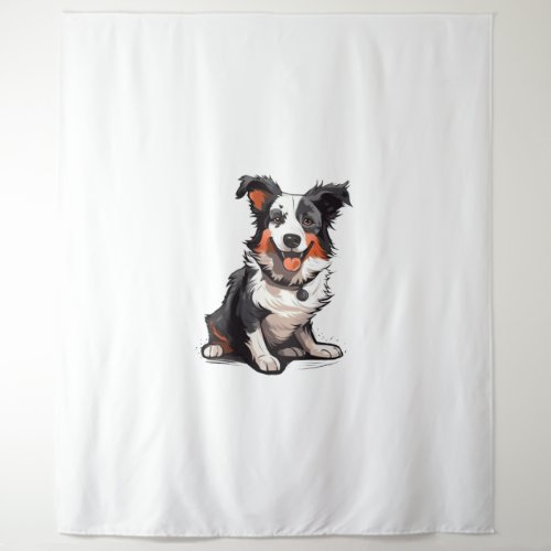 Border Collie Playful Pups _ Funny Cartoon  Tapestry