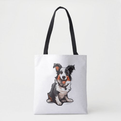 Border Collie Playful Pups _ Funny Cartoon  Tote Bag