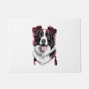 Border Collie Portrait in Vibrant Detail for Dog Doormat