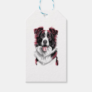 Border Collie Portrait in Vibrant Detail for Dog Gift Tags