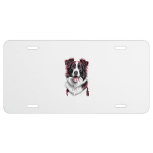 Border Collie Portrait in Vibrant Detail for Dog License Plate