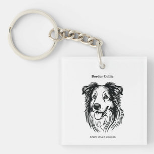 Border Collie Portrait Keychain