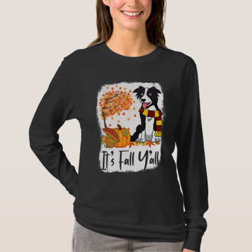 Border Collie Pumpkins Autumn Thanksgiving Its Fa T_Shirt