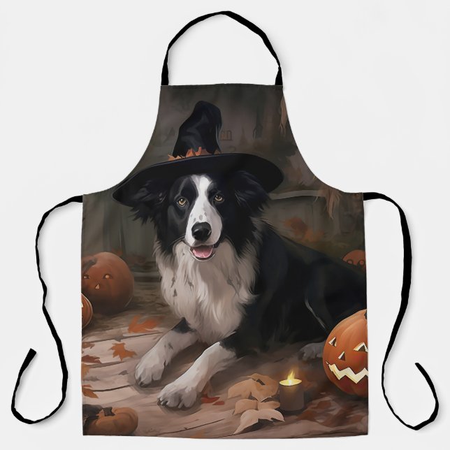 Border Collie Pumpkins Halloween Scary  Apron (Front)