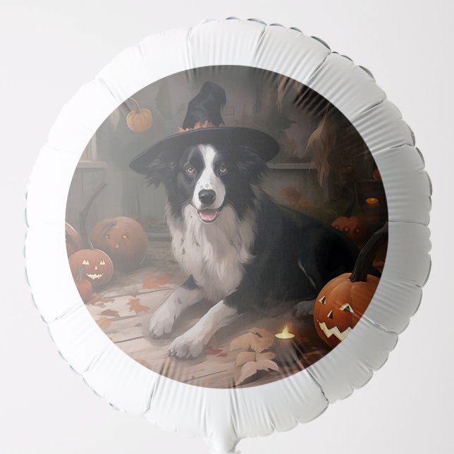 Border Collie Pumpkins Halloween Scary  Balloon (Front)