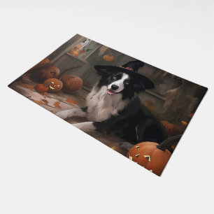 Border Collie Pumpkins Halloween Scary Doormat