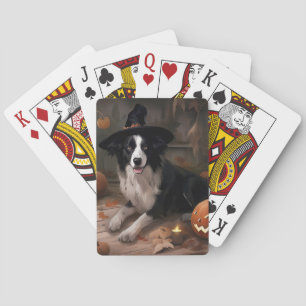 Border Collie Pumpkins Halloween Scary Poker Cards
