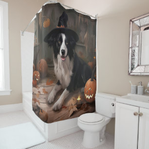 Border Collie Pumpkins Halloween Scary Shower Curtain