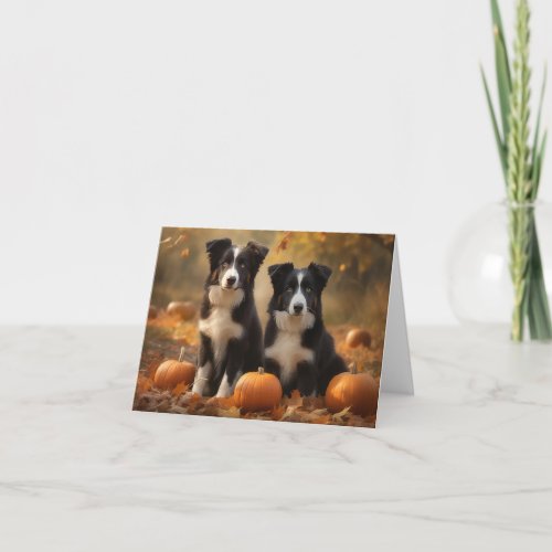 Border Collie Puppy Autumn Delight Pumpkin Card