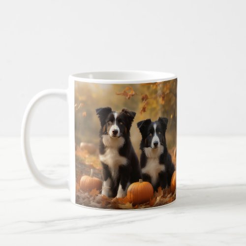 Border Collie Puppy Autumn Delight Pumpkin Coffee Mug