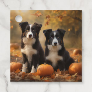 Border Collie Puppy Autumn Delight Pumpkin Favor Tags