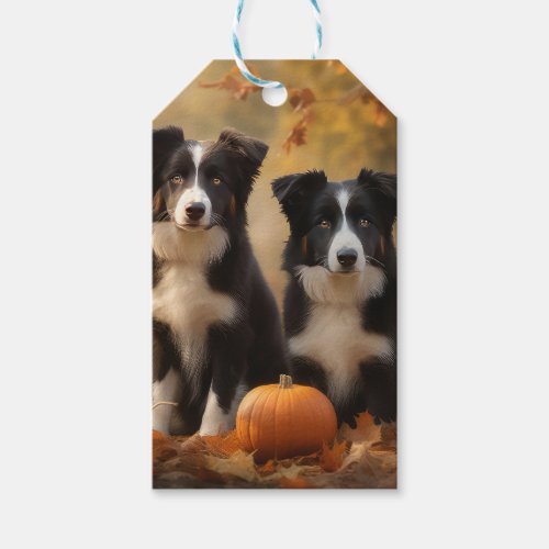Border Collie Puppy Autumn Delight Pumpkin Gift Tags