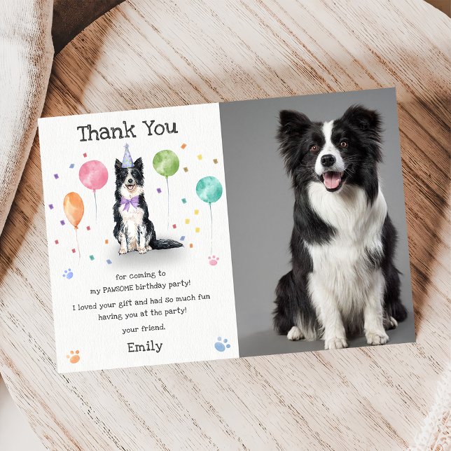 Border Collie Puppy Dog Birthday Thank You Card (Creator Uploaded)