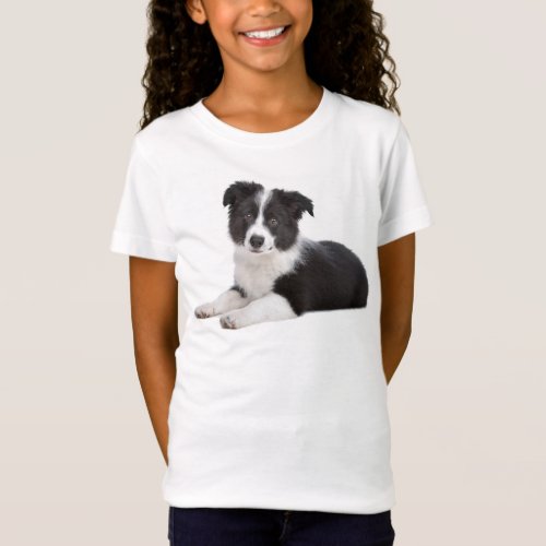 Border Collie Puppy Dog Girls Tee Shirt